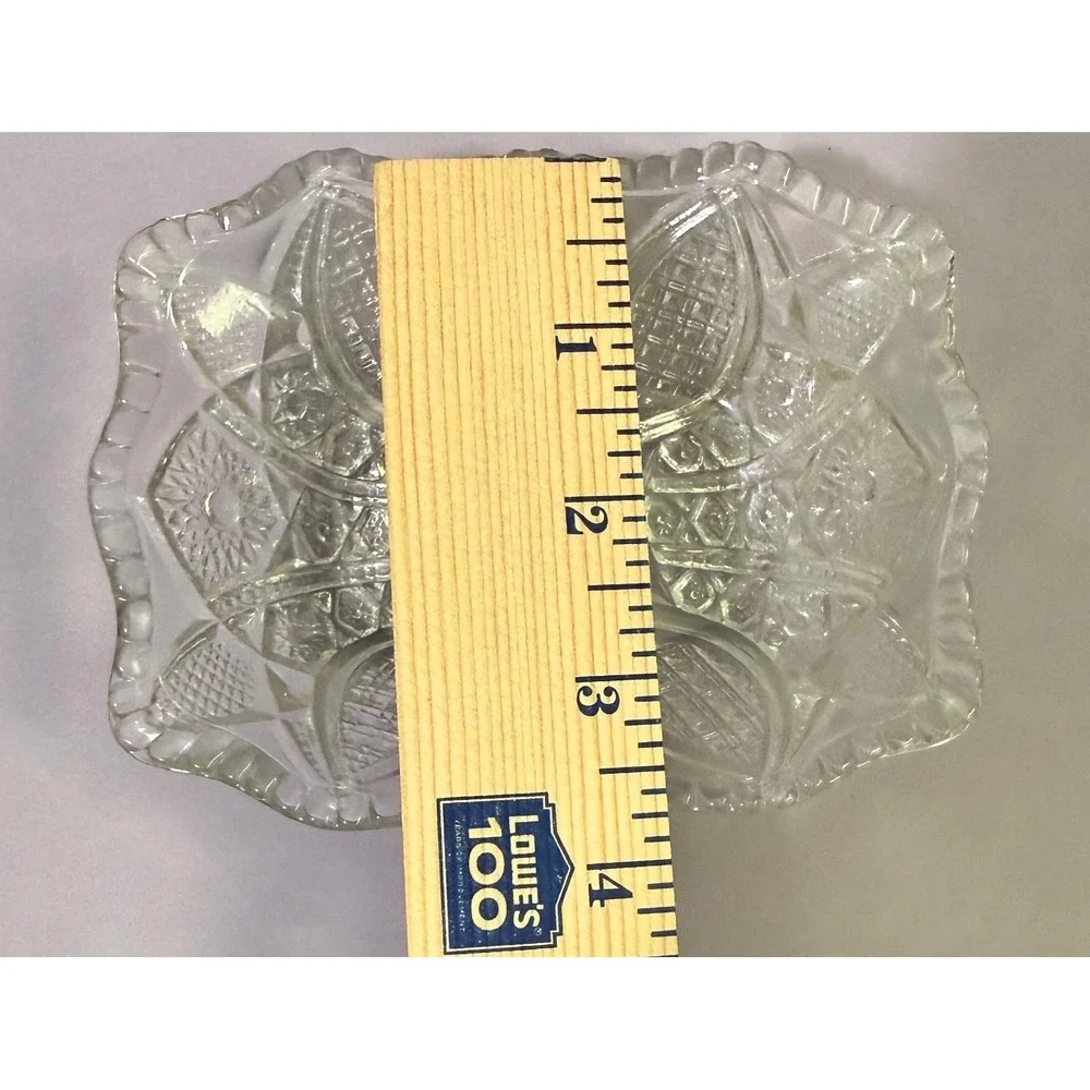 Vintage Clear Pressed Glass Trinket Dish Scalloped Rectangular Candy Bowl 5x4